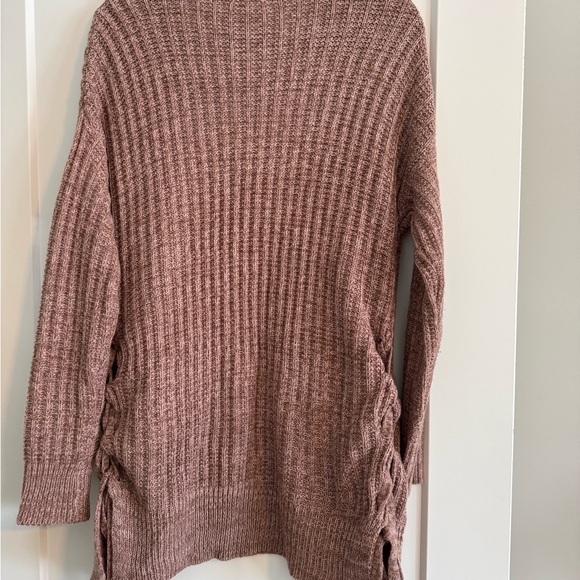 Altar'd State Mauve Ribbed Cardigan With Ties on the Sides - Picture 5 of 6